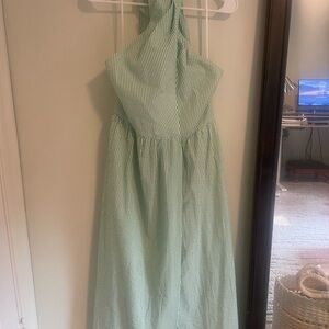 J. Crew Seersucker green halter Dress